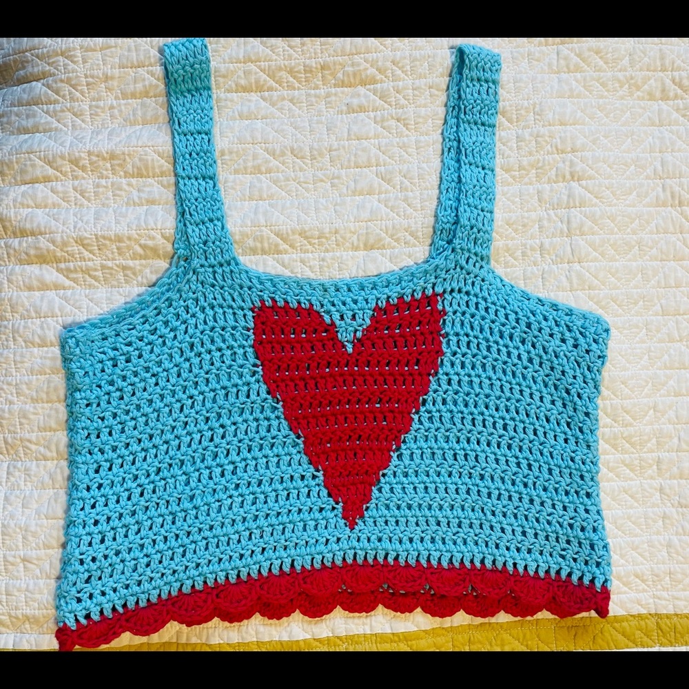 Crochet / hand knit crop top by Realm Designs